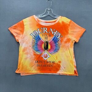 Journey Band Tour 81 Tie Dye Graphic Crop T-Shirt Orange Yellow XL 15-17
